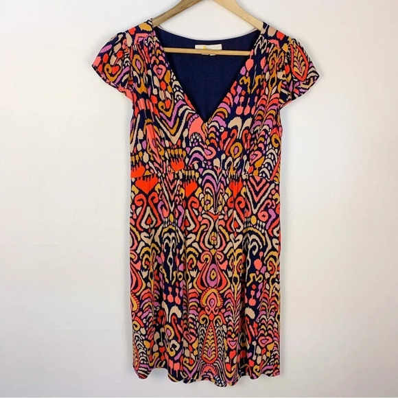 Boden Grace Flutter Sleeve Dress Multicolor Ikat - Picture 2 of 9